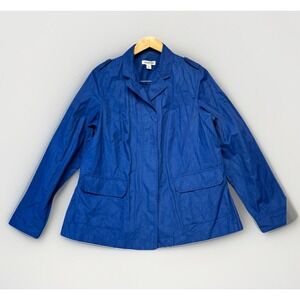 Coldwater Creek Womens Utility Jacket Size 16, Trail, Lightweight Hidden Buttons